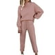 thumbnail image 1 of Traje pantalón de felpa para mujer: blusa con capucha, diseño con bolsillos, poliéster, conjunto informal liso, 1 of 7