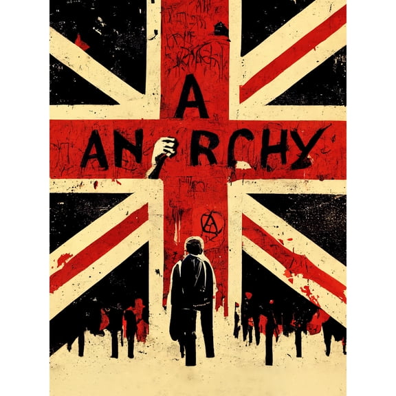 Anarchy Union Jack Stencil Rebel Graffiti Punk UK Large Wall Art Poster Print Thick Paper 18X24 Inch