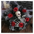 thumbnail image 4 of Kezqiaxn Halloween Decorations Wreaths for Front Door Halloween Red Rose Skull Mesh Flower Ring Door Hanging Ghost Festival Bar Party Terrifying Skull Head Decoration 35x35Cm, 4 of 9