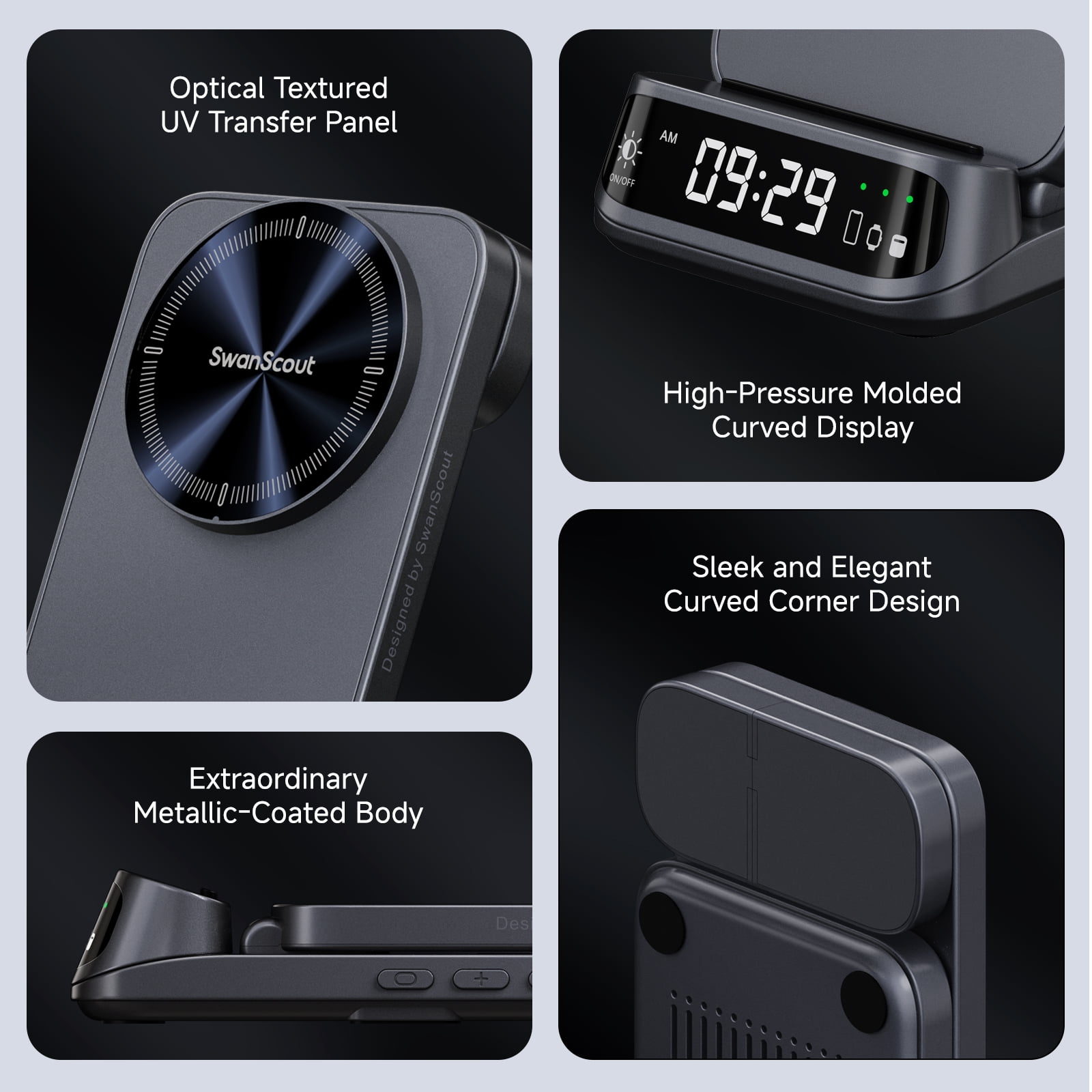 SwanScout 708M Wireless Charger for Apple, Mag-Safe Charger Station for iPhone 16/15/14/13/12, Apple Watch Ultra 2/10/9/8/7, AirPods Pro/4/3 (No Adapter)