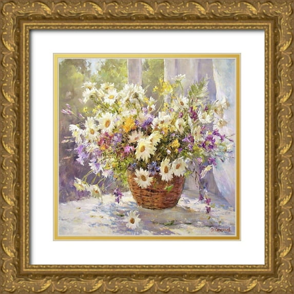 Smirnov, Igor 12x12 Gold Ornate Wood Framed with Double Matting Museum Art Print Titled - Wildflowers
