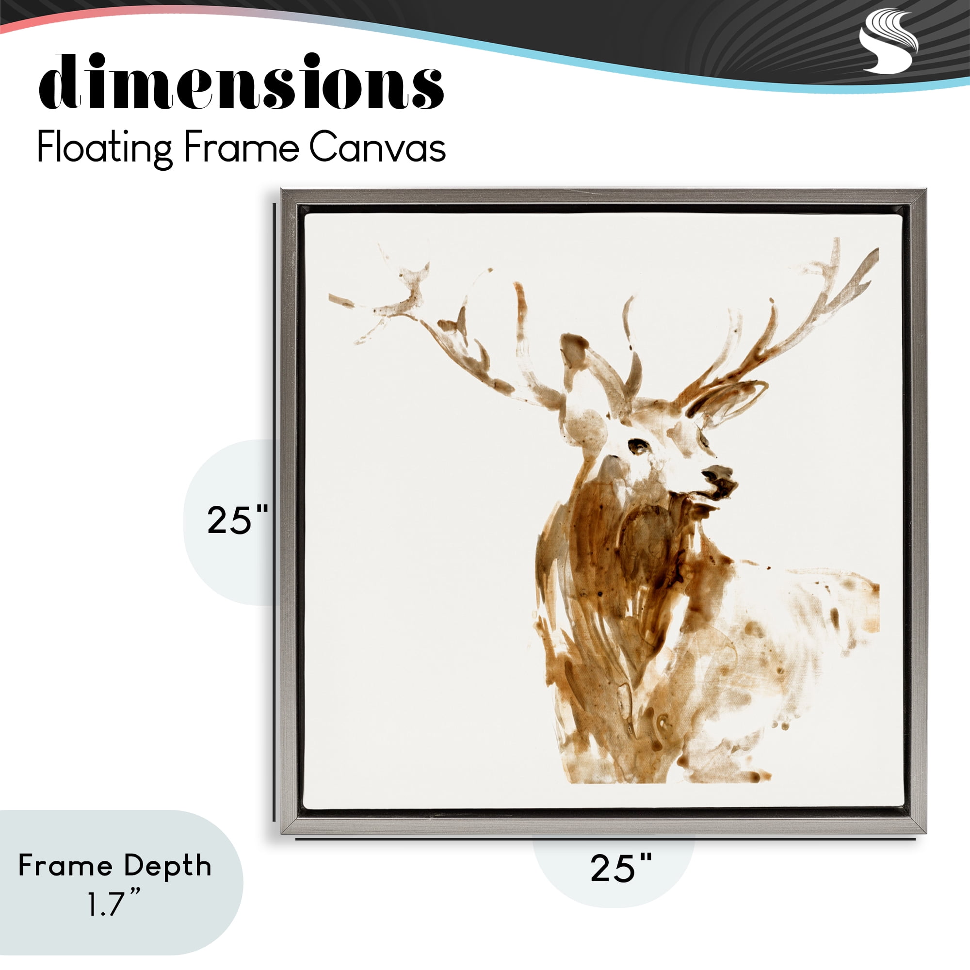 Stupell Industries Deer Portrait Head Shot Gray Framed Floater Canvas Wall Art, design by Lorenzo Collective