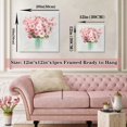 thumbnail image 4 of Framed Pink Flowers Canvas Prints Wall Art Roses in Vase Wall Decor Nature Rustic Woman Home Decor Painting Picture for Bathroom Bedroom Living Room Ready To Hang 12"X 12", 4 of 6