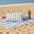 thumbnail image 2 of 2 Pack Outdoor Waterproof Throw Pillows, Blue Stripe Abstract Geometric Decorative Rectangle Pillow Case Patio Pillows for Chair Couch Sofa 20x12in, 2 of 9