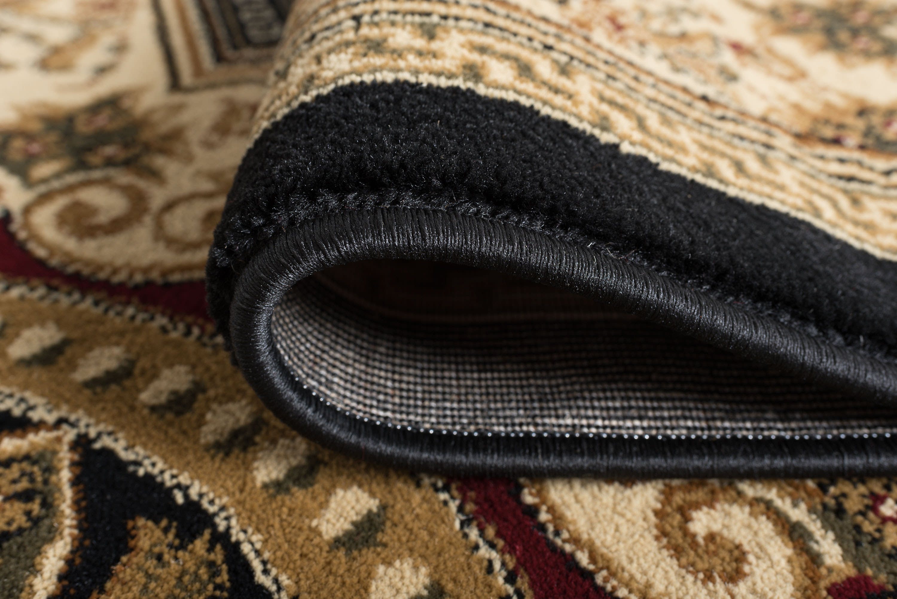 Traditional Area Rug (5'3'' x 7'3'' Oval) Oriental Black, Beige Living Room Easy to Clean