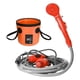 thumbnail image 1 of Ducha portátil para exteriores, cubo plegable, cabezal de ducha para camping, coche, 12 V, encendedor de cigarrillos naranja, 1 of 9