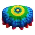 thumbnail image 4 of Colorful Tie Dye Circle Pattern Round Tablecloth 60"x60",Wrinkle Wipeable Table Cloth for Kitchen Dining Room Picnic Patio Party, 4 of 6