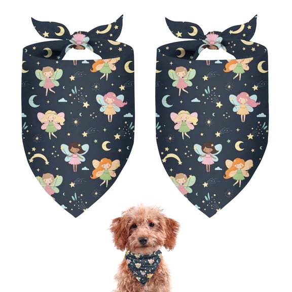 Dog Bandana 2 Pack,Dark Blue Fairy Princess Pattern Bandanas for Dogs,Cat Bandana,Small/ Large Dog Bandana 2 Size,Dog Bandanas
