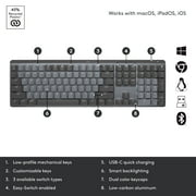 لوحة مفاتيح الأداء المضاء اللاسلكي الميكانيكي Logitech MX ، المفاتيح الخطية ، المفاتيح ذات الإضاءة الخلفية ، Bluetooth ، USB-C ، macOS ، Windows ، Linux ، iOS ، Android ، Metal