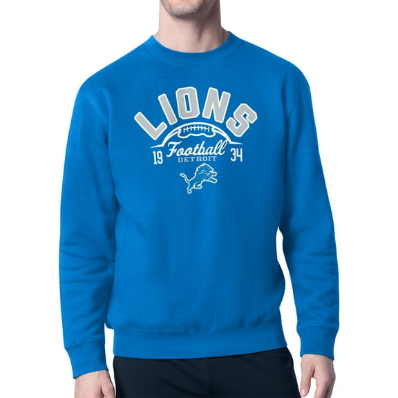 Men's-Starter Blue Detroit Lions Fleece Pullover Sweatshirt