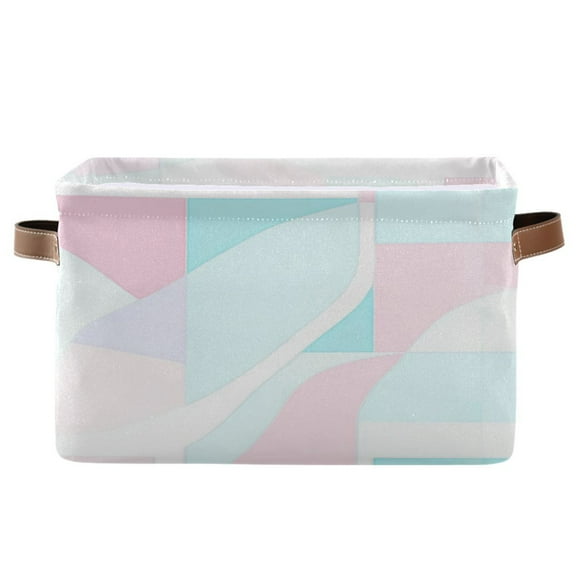 Pink Geometric Straight Line Foldable Storage Basket,Canvas Fabric Foldable Storage Bins with Handles Open Home Storage Bins Boxes for Toy Book Shelf Closet Baskets