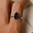 thumbnail image 3 of Marquise cut sapphire ring, simple engagement ring, plain band solitaire ring, September birhtstone, 3 of 4