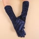 thumbnail image 1 of Zhuge Guantes de noche largos de satén para mujer, mangas retro para novia, boda, fiesta de ópera, azul oscuro, 1 of 4