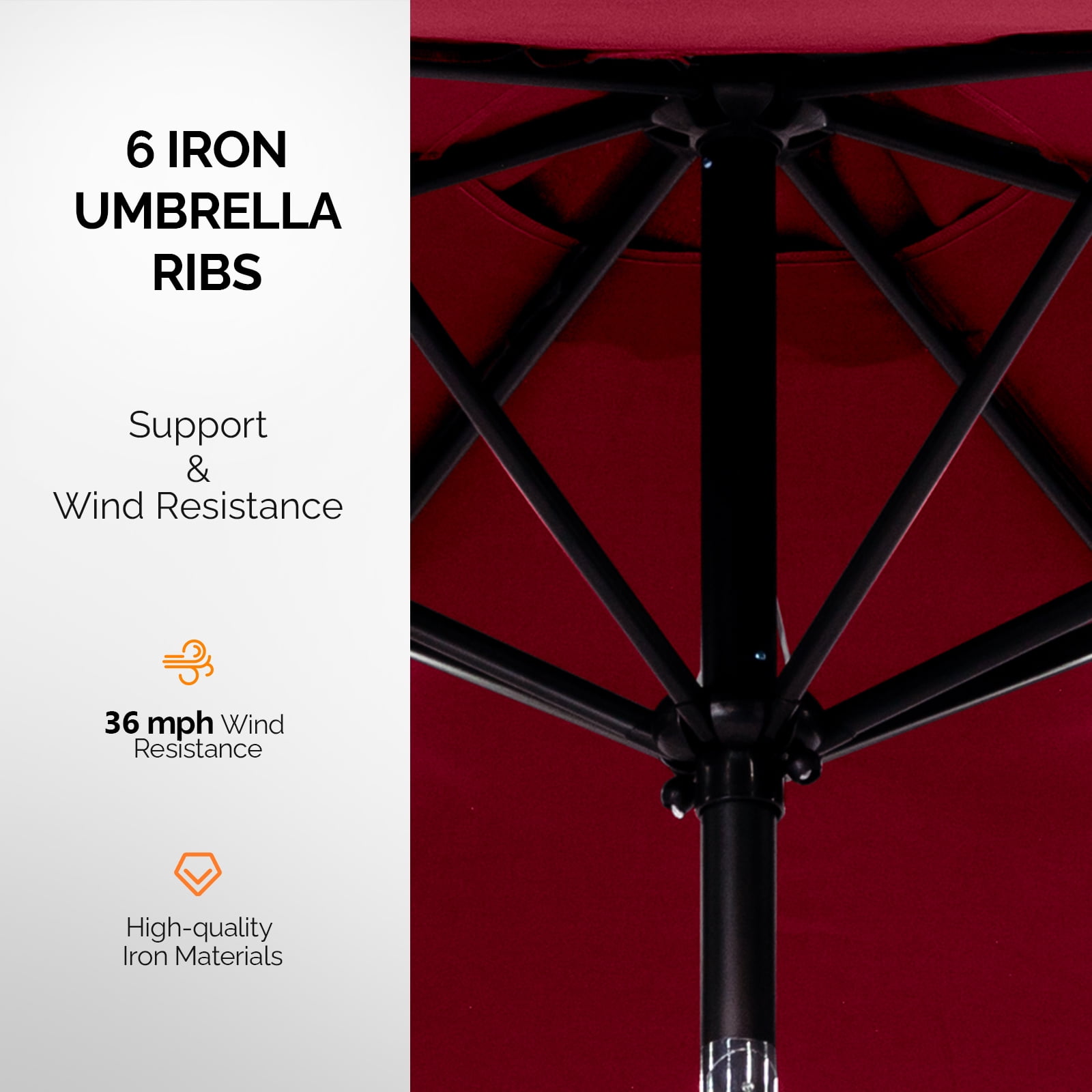 9ft Solar Patio Umbrella with LED Lights, UPF 50+ Waterproof Canopy, 6 Iron Ribs, Push Button Tilt & Crank Lift, Beige for Patio Garden Poolside