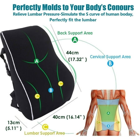 Lumbar Support Pillow for Office Chair Car Memory Foam ...
