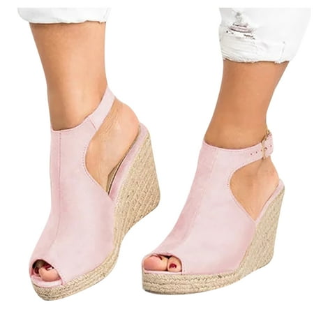 

Wedges Sandals Women s Fish Mouth Espadrilles Slingback Platform Sandals High Heel Ankle Strap Beach Shoes