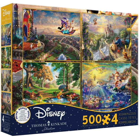 Ceaco - Thomas Kinkade - Disney - 4 in 1 Interlocking Jigsaw Puzzles