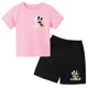 thumbnail image 3 of Camiseta y pantalones cortos con estampado de Mickey Mouse de verano para niños y adolescentes, traje de 2 piezas, ropa deportiva informal para niños y niñas, conjunto de moda Sunshine, 3 of 5