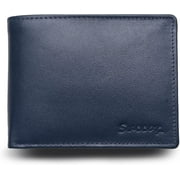 Full Grain Leather Wallet | Blue Leather Wallet - Rfid Blocking - 9 Credit Card Holder Wallet - Middle Zip - Leather Bifold Wallet - By Succor