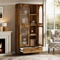 thumbnail image 4 of Tribesigns 72" Tall Bookcase with Drawer, Wooden Bookshelf with Doors and Adjustable Shelves for Living Room, 4 of 7