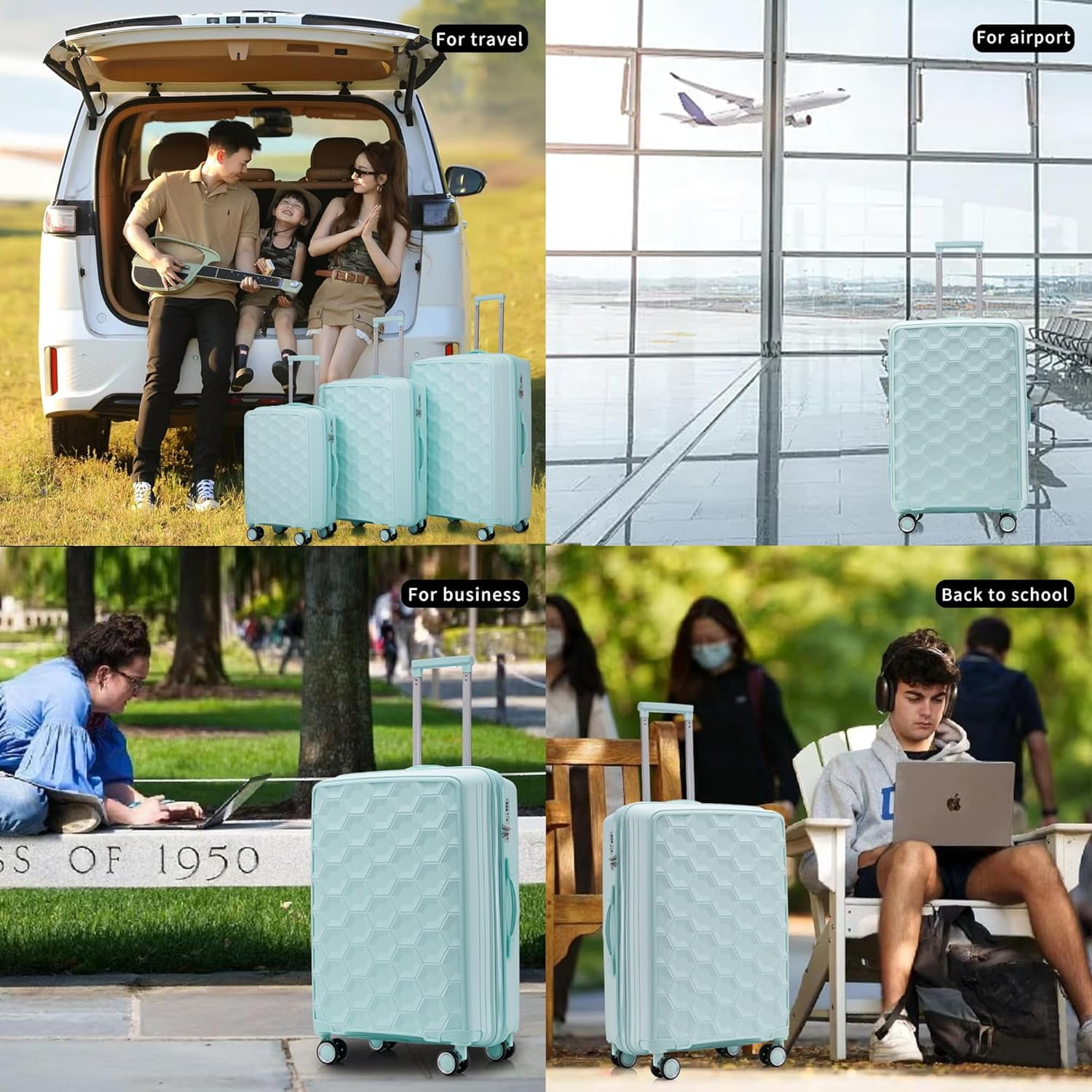 Tabaray Luggage Sets of 3 Piece(20/24/35), 3pc Expandable Carry On Luggage w TSA Lock Airline Approved, PP materials Hard Shell & Lightweight Suitcase for Travel, Bussiness Trip, Vacation