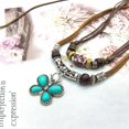 thumbnail image 4 of HETICA Beaded Hippie Necklace for Women, Adjustable Leather Rope with Wooden Beads and Turquoise Butterfly Pendant, 4 of 6