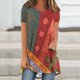 thumbnail image 2 of Tops Cortos para Mujeres Casual Impreso Delantero Corto Espalda Larga Manga Corta Raglan Cuello Redondo Superior, 2 of 5