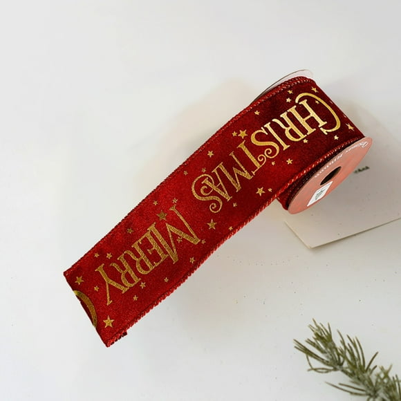 Rvkxad Christmas Ribbon Pendant Red Beige, 2.55x2.36x2.36in Decorative Bow for Tree Ornaments Gift Embellishment, Nylon Holiday Ribbon
