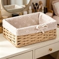 thumbnail image 5 of Rattan Woven Storage Basket Paper Rope Desktop Lined Organizer Box For Home, 5 of 5