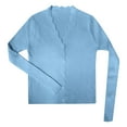 thumbnail image 4 of Cardigan For Women Solid Ribbed Knitted Long Sleeve Button V Neck Slim Light Weight Cardigan, 4 of 4