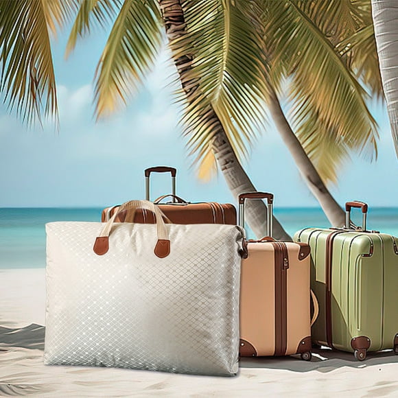 Bolsa de almacenamiento extragrande, bolsa de vacío resistente para mudanzas y almacenamiento, tela Oxford caqui de 73 x 93 cm con asas y cremalleras reforzadas, resistente al agua y ahorra