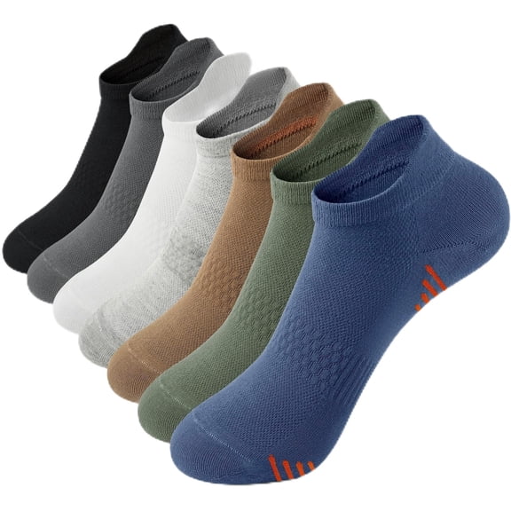 Honeysea 7 Pairs Women's Ankle Athletic Running Socks, Crew Socks Breathable Mesh with Heel Pull Tab