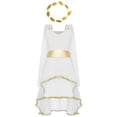 thumbnail image 3 of LiiYii Kids Girls Ancient Greek Toga Dress Greece Princess Fancy Dress Ups with Wreath Headband Set White 8, 3 of 6