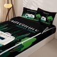 thumbnail image 3 of Erosebridal Retro Camper Print Zipper Full Size Comforter Sets with Fitted Sheet and 2 Pillowcases,Dog Adventure Rv Zipper Bedding Set For Boys,Black Reversible,4-Piece, 3 of 7