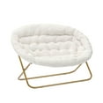 thumbnail image 2 of Emma + Oliver Folding Double Saucer Chair in Ivory Faux Shearling with a Soft Gold Steel Frame for Dorm, Living Room, or Bedroom, 2 of 10