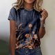 thumbnail image 3 of Gibobby Playera Corte clásico para Mujer Camiseta manga corta con cuello redondo y estampado floral colorido primavera y verano para mujer(M,XL), 3 of 4