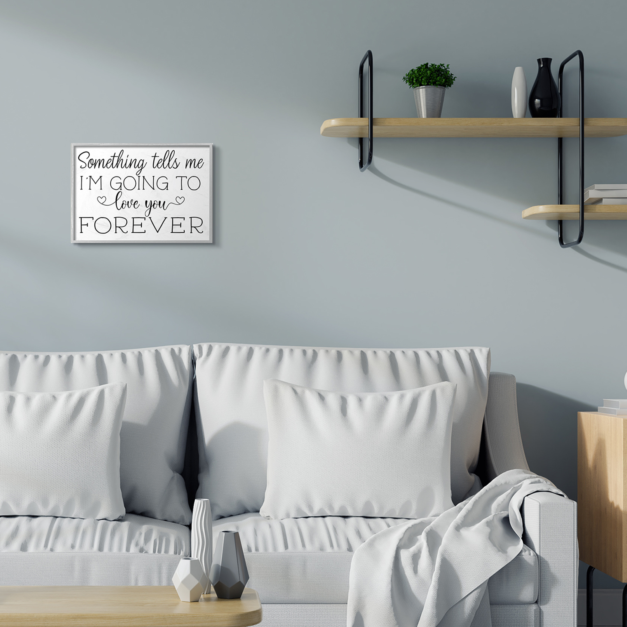 Stupell Industries Love You Forever Quote Minimal Romantic Sentiments Grey Framed, 11 x 14, Design by AE Design