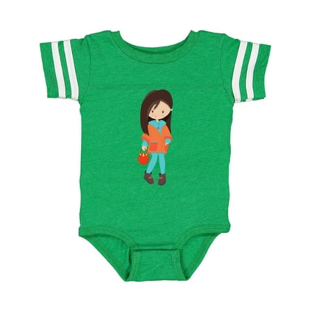 

Inktastic Fashion Girl Brown Hair Orange Jacket Leggings Gift Baby Girl Bodysuit
