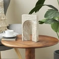 thumbnail image 2 of 6" x 11" Beige Marble Rectangular Geometric Sculpture with Arched Groove Interior, by DecMode, 2 of 9