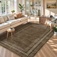 thumbnail image 5 of Garvee 9'x12' Modern Bordered Area Rug Geometric Carpet, Washable Non Slip Rug for Living Room Bedroom Home Decor, Brown, 5 of 10