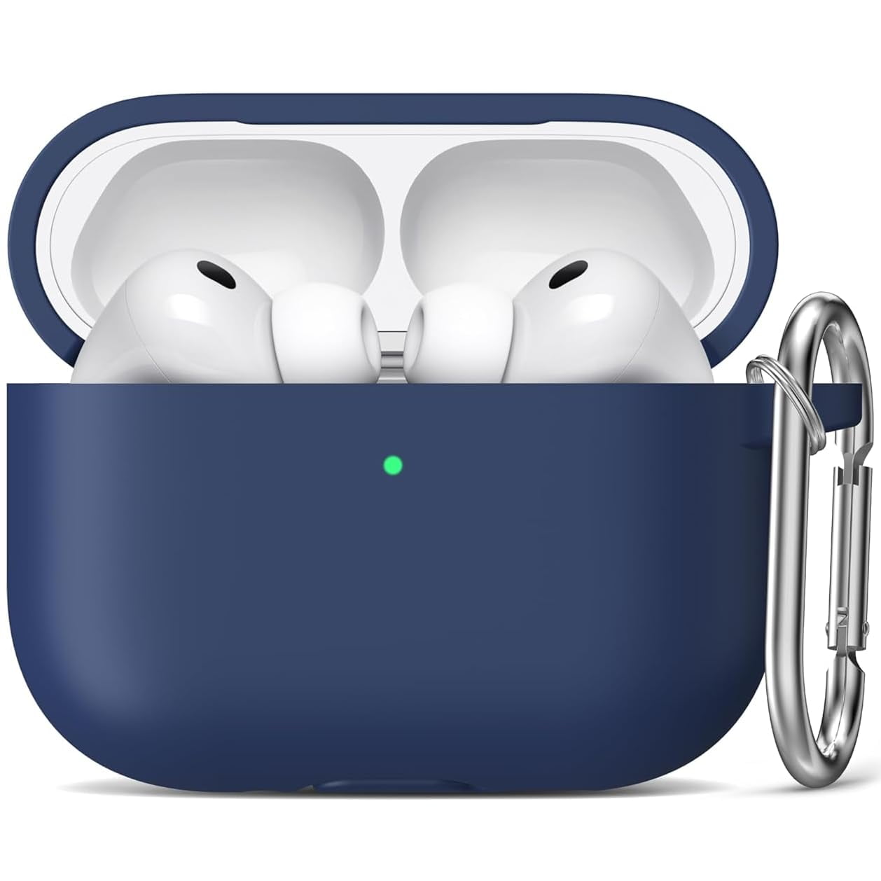 Entronix Protective Cover Compatible with AirPods Pro 3rd Gen — LED Visible Soft-Touch Silicone Earbuds Case Skin with Keychain, Navy Blue