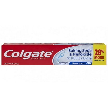 Colgate Baking Soda & Peroxide Whitening Toothpaste, Brisk Mint, 8.2 Ounce