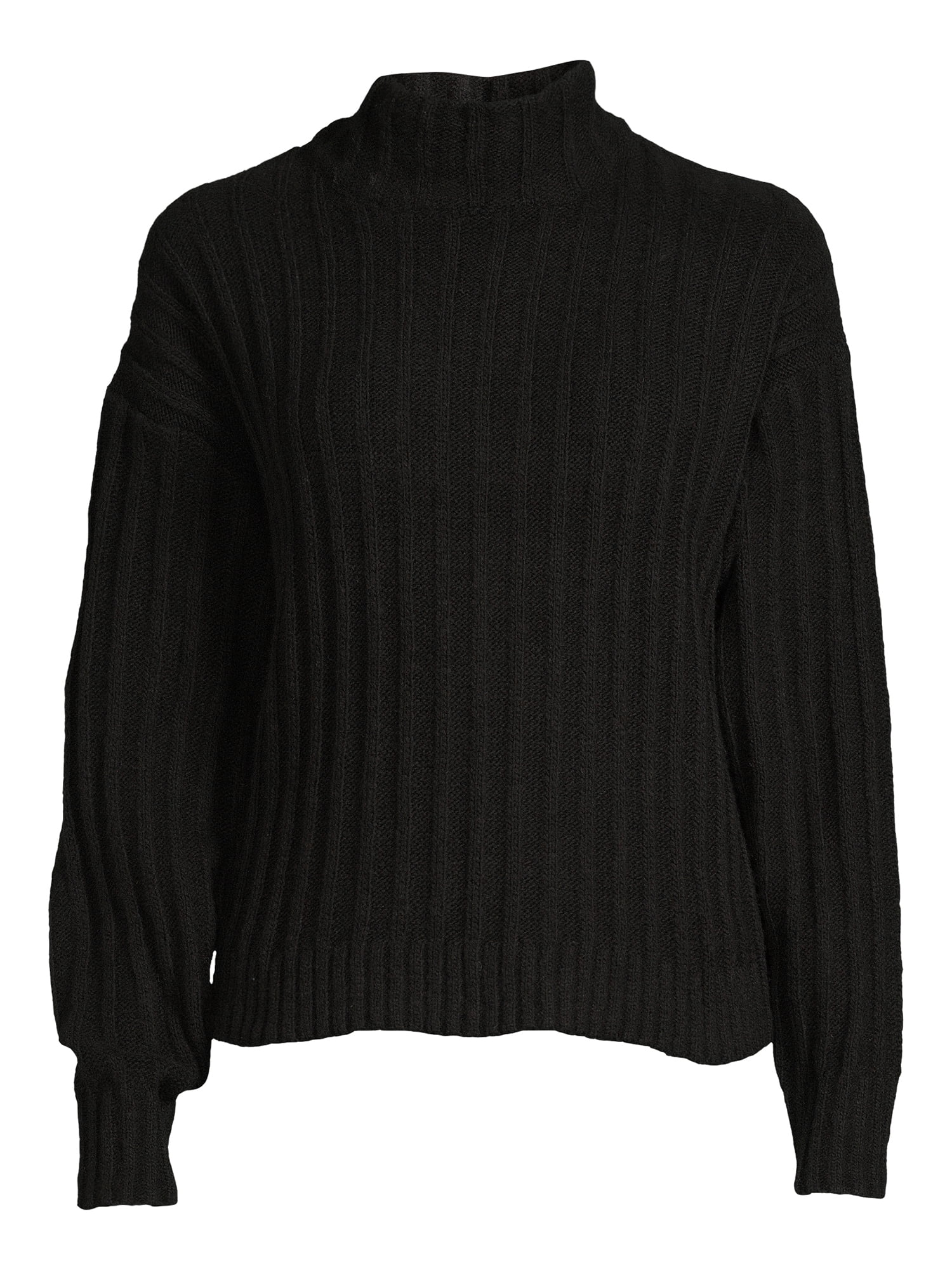 Time and Tru Women's Ribbed Mock Neck Sweater Sweater