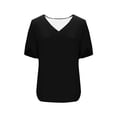 thumbnail image 6 of Tauxra Women's V-Neck Ruffle Short Sleeve Top, Casual T-Shirt for Everyday Wear, Soft Polyester Blouse for Home and Office, and Breathable, Washable, 6 of 7