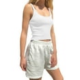 thumbnail image 3 of xiaxaixu Women Basic Knitted Cropped Tank Sleeveless Square Neck Fitted Workout Tanks Top Sexy Going Out Racerback (Basic Khaki, M), 3 of 5