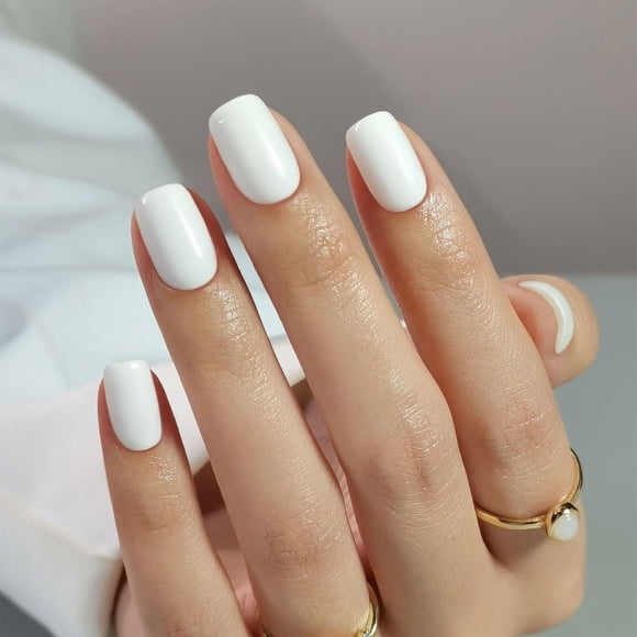 Press on Nails ShangMeng White Soft Gel Square para mujer