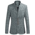 thumbnail image 1 of Mikilon Men Casual Solid Stand-up Collar Slim-fit Buttons Back Center Slit Suit Coat, 1 of 8