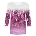 thumbnail image 4 of BLVB Christmas Womens Fall 3/4 Sleeve Crewneck T Shirts Casual Christmas Tops Snowflake Print Tunic Tees Blouses, 4 of 5