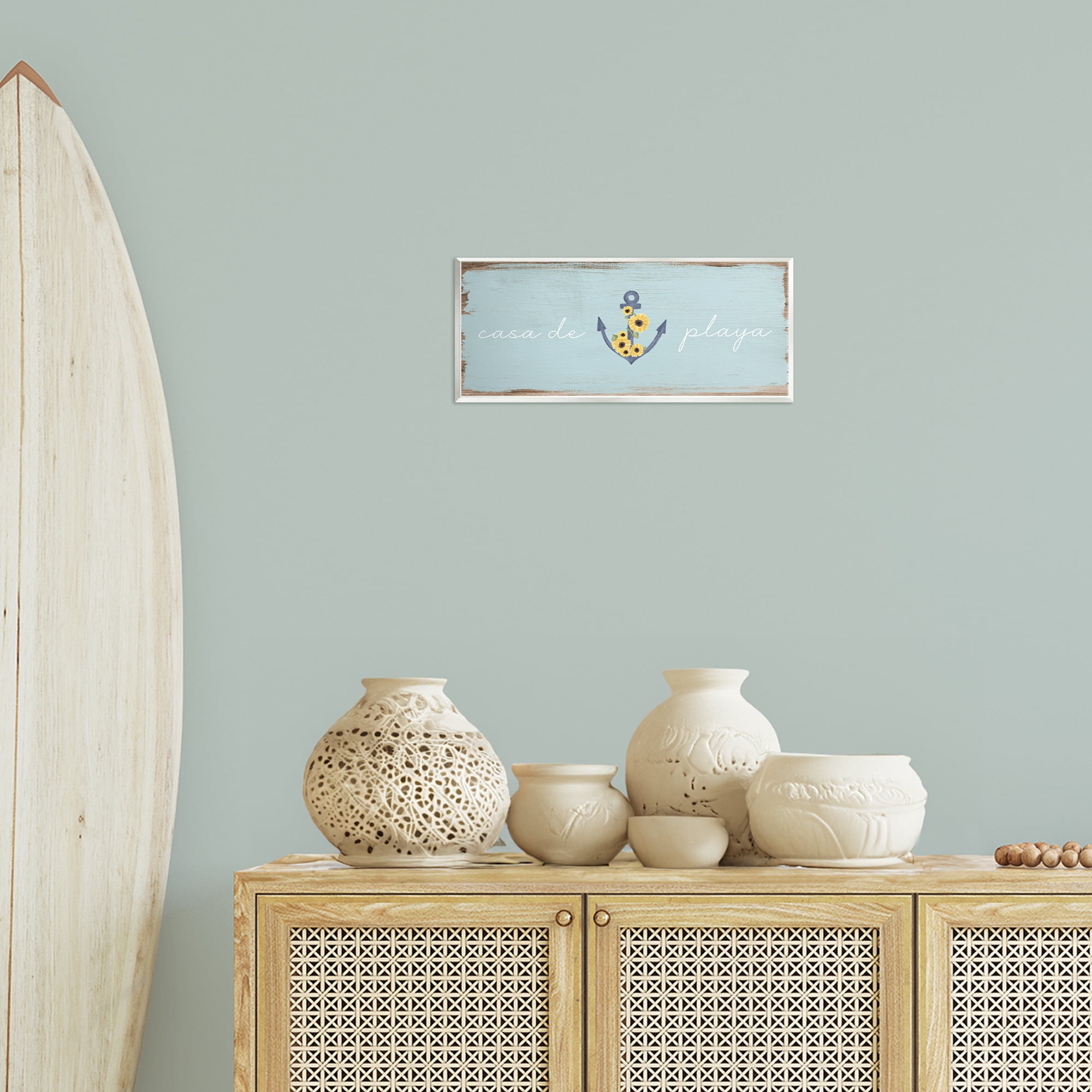 Stupell Industries Casa de Playa Nautical & Beach Painting Unframed Art Print Wall Art, 17 x 7
