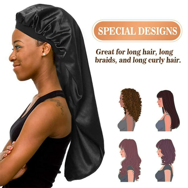 Silk Bonnet for Natural Hair Bonnets for Black Women, Satin Bonnet for Long Hair  Cap for Sleeping, Large Silk Hair Wrap for Curly Hair Bonnet for Sleeping 
